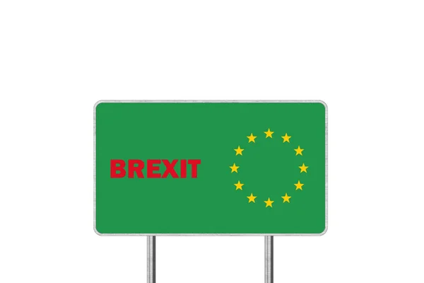 Brexit-konceptet. Vägskylt föreställande Storbritannien avgående Europeiska Uniun — Stockfoto