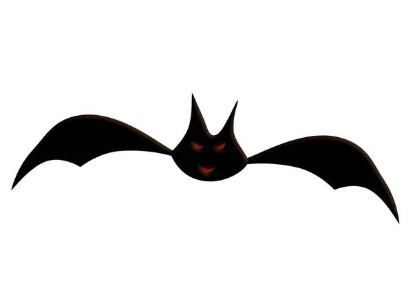흰색 배경에 고립 된 박쥐 검은 실루엣 — 스톡 사진