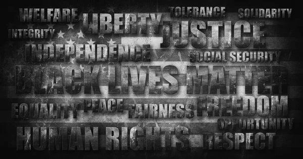 Black Lives Matter Text Grunge Flag United States America 3Dイラスト — ストック写真