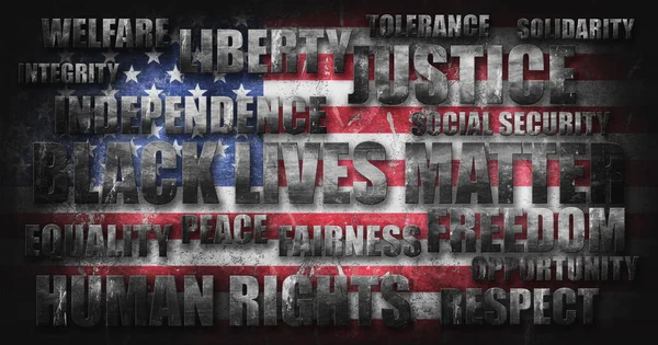 Fekete Élet Anyag Szöveg Felett Grunge Zászló Amerikai Egyesült Államok — Stock Fotó