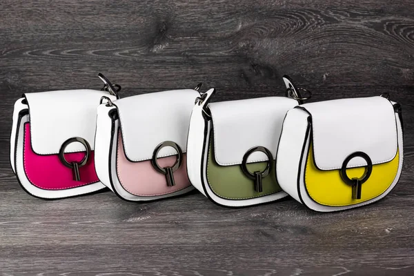 Woman Colorful Small Leather Purses Fashion Accessories — Stock Photo, Image