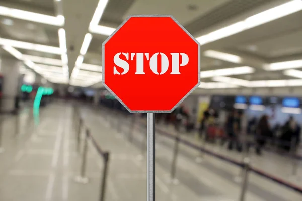 Znak Stopu Zamkniętym Lotnisku Powodu Coronavirus Covid19 — Zdjęcie stockowe