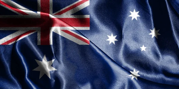 Σημαία Της Αυστραλίας Κυματίζει Στον Άνεμο Εθνικό Έμβλημα Εικονογράφηση — Φωτογραφία Αρχείου