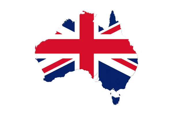Peta Australia Dengan Bendera Australia Ilustrasi Lambang Nasional — Stok Foto