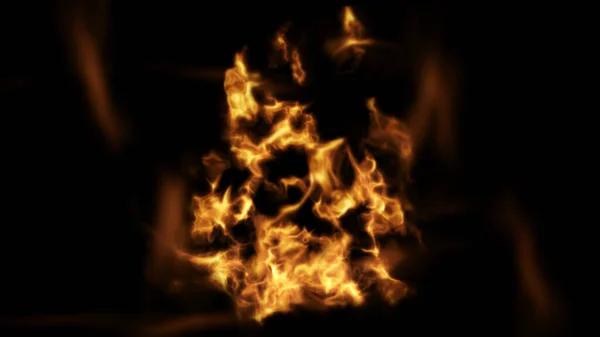 黑色背景3D渲染中燃烧的火焰 — 图库照片