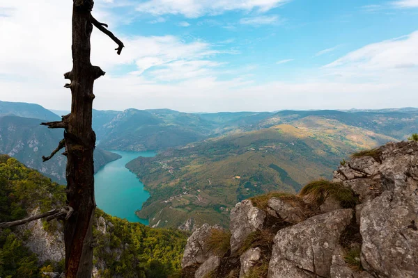 塞尔维亚塔拉国家公园 Banjska Stena观点 德里纳河峡谷和佩鲁卡湖景 — 图库照片