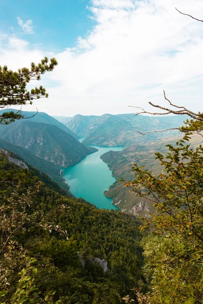 塞尔维亚塔拉国家公园 Banjska Stena观点 参观德里纳河峡谷和佩鲁卡湖 重点是湖泊和峡谷 — 图库照片