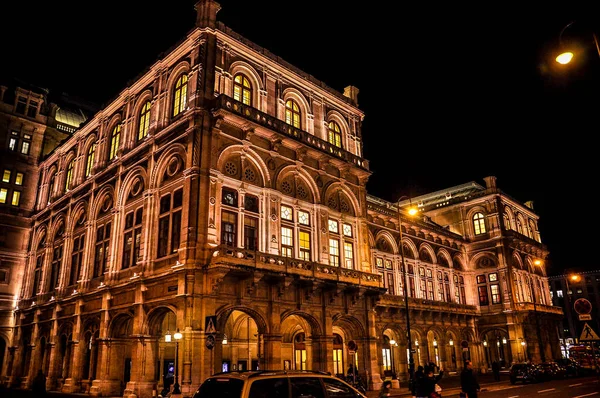 Wien Oostenrijk Wiener Staatsoper Nationale Opera Nachts — Stockfoto