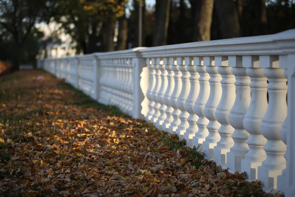 Steinbalustrade Barockstil Der Gestaltung Des Park Eine Reihe Von Säulen — Stockfoto