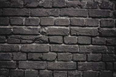 Eski gri dış duvar siyah ve beyaz fotoğraf beton dikdörtgen eski püskü tuğla arasında çizgilerle