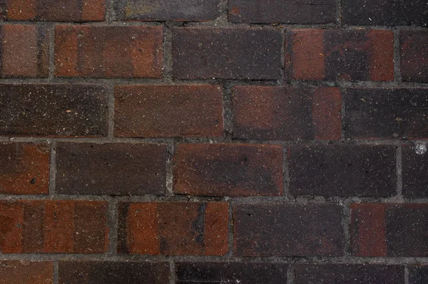 Photo Rapprochée Mur Extérieur Avec Des Lignes Béton Entre Briques — Photo