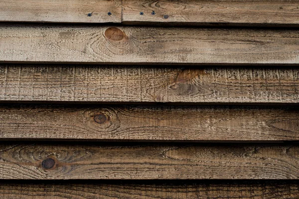 Nahaufnahme Strukturierten Hintergrund Von Alten Unbemalten Holzbrettern Horizontal Einer Wand — Stockfoto