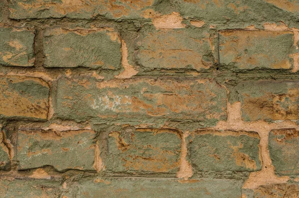 Vintage Schäbigen Außenwand Grüner Farbe Mit Linien Aus Beton Zwischen — Stockfoto