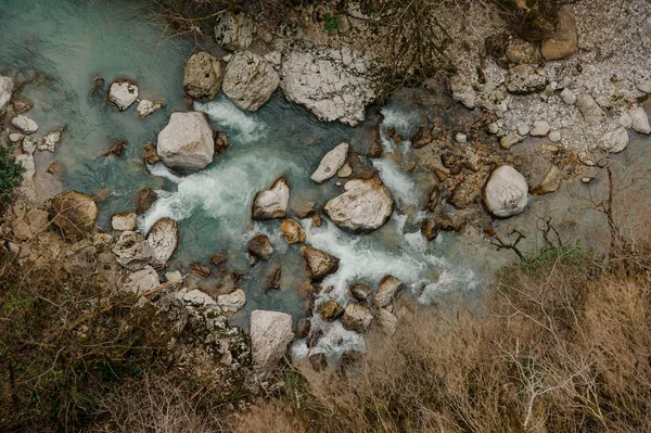 Top View River Mountains Flowing Rocks Trees Martvili Canyons — Stock Photo, Image