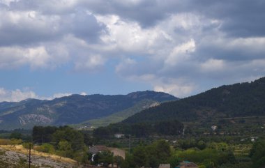 Ufkun dağlarının bitki örtüsü olduğu kırsal arazi ve yamaçlarda izole edilmiş çam ağaçları ekili tarlalarla karışır..