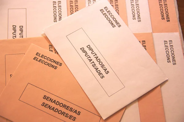 Sepia Białe Koperty Wyborcze Wyboru Senatu Kongresu Deputowanych Hiszpanii — Zdjęcie stockowe