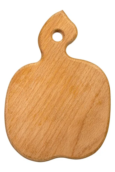 Wooden Cutting Board Shape Apple Isolated White Background — Stock Photo, Image