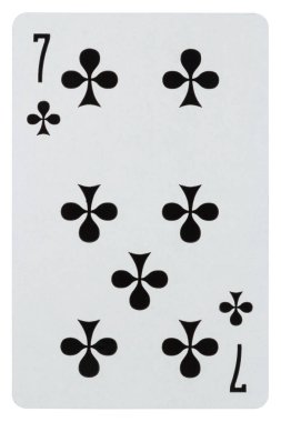 İzole üzerinde beyaz çapraz oyun kağıdı yedi