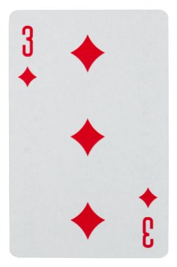 Oyun kağıdı üç beyaz izole elmas