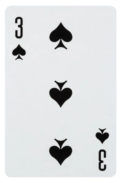 Playing card three of spades isolated on white — Stock Photo, Image