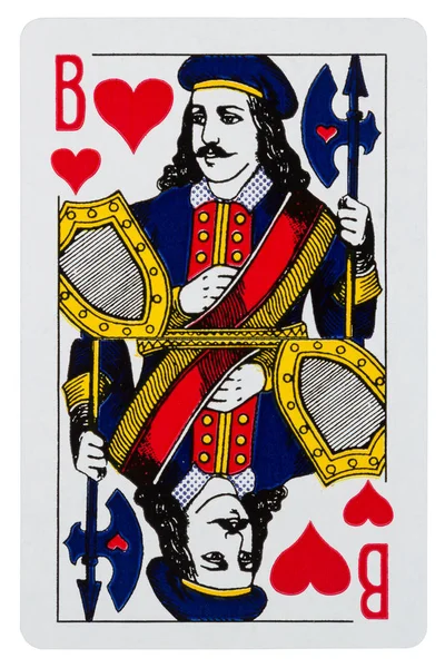 Játékkártyával Jack elszigetelt fehér szívek — Stock Fotó