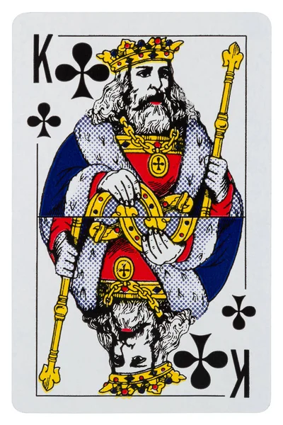 Jogando carta rei de cruz isolado no branco — Fotografia de Stock