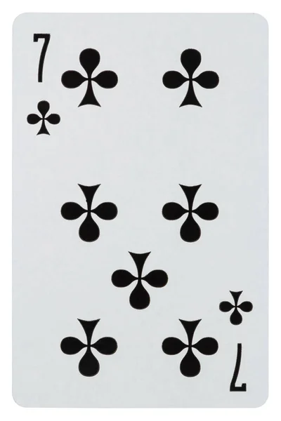 Hrací karta sedm z kříže izolované na bílém — Stock fotografie