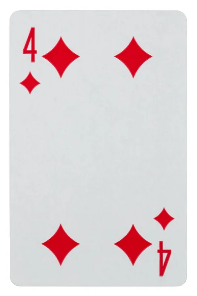 Játék kártya négy elszigetelt fehér gyémánt — Stock Fotó