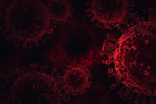Coronavirus 2019 Ncov 3D渲染模型 传染性病毒的显微观察 — 图库照片