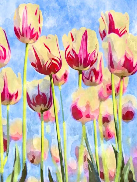 Bir çiçeğin tuval üzerinde orijinal suluboya resim