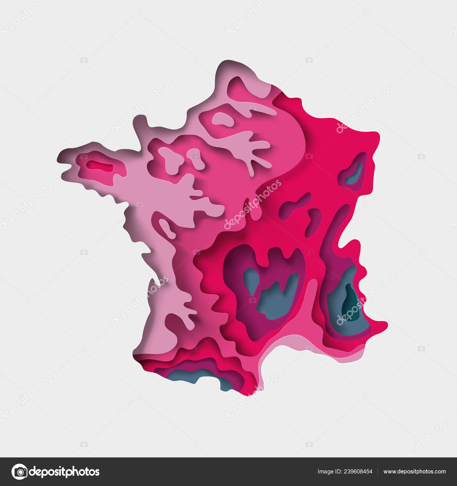 Mappa Della Francia Imitazione Della Carta Trama Tagliare