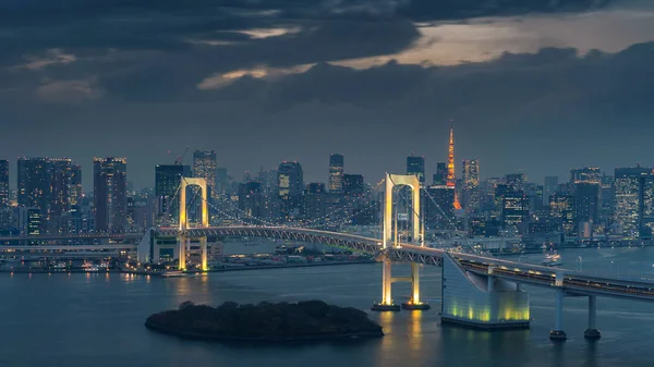 Tokyos Skyline Med Rainbow Bridge Och Tokyo Tower Tokyo Japan — Stockfoto
