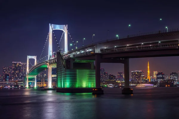 Linha Horizonte Tóquio Com Ponte Arco Íris Torre Tóquio Tóquio — Fotografia de Stock