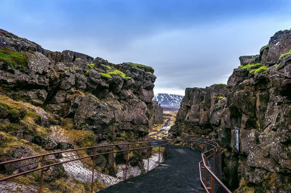 Pingvellir Thingvellir 国家公园 在冰岛的构造板块 — 图库照片