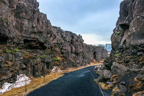 Pingvellir Thingvellir Στο Εθνικό Πάρκο Τεκτονικές Πλάκες Στην Ισλανδία — Φωτογραφία Αρχείου
