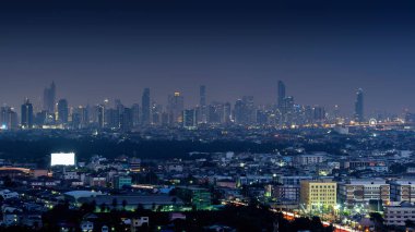 Cityscape gece Bangkok, Tayland.