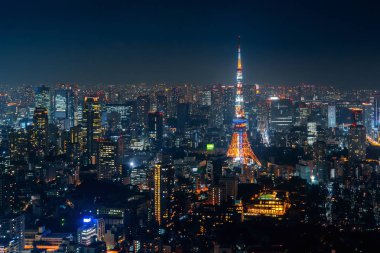 Tokyo şehir manzarası geceleri, Japonya.