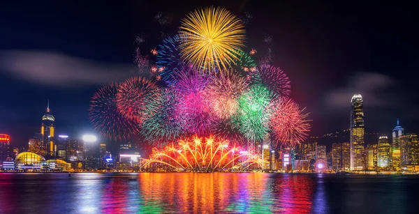Festiwal Fajerwerków Hong Kongu Nocy — Zdjęcie stockowe