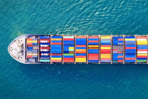 Luchtfoto Van Het Containervrachtschip Zee — Stockfoto