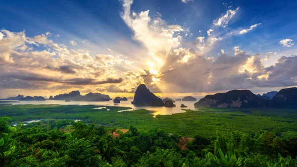 Samet Nangshe Ponto Vista Nascer Sol Phang Nga Tailândia — Fotografia de Stock