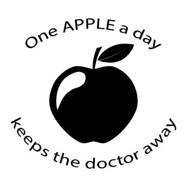 Günde bir elma atasözü doktoru logo simgesi vektöründen uzak tutar