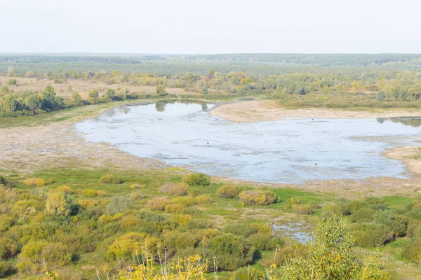 OKA nehri kıyılarında bitki örtüsü, sonbahar manzarası