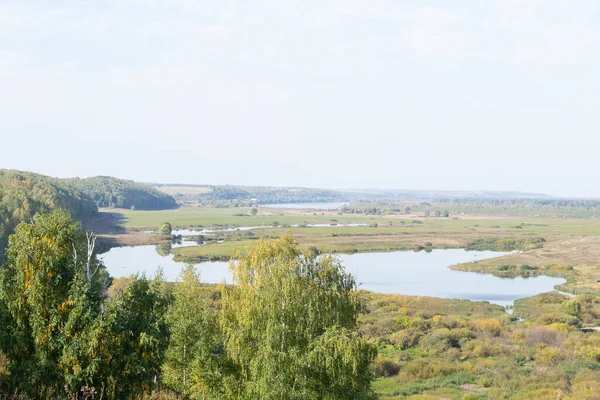 Rivière Oka Avec Végétation Sur Les Rives Paysage Automnal — Photo