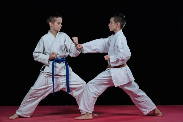 Los Niños Están Entrenando Golpes Karate — Foto de Stock