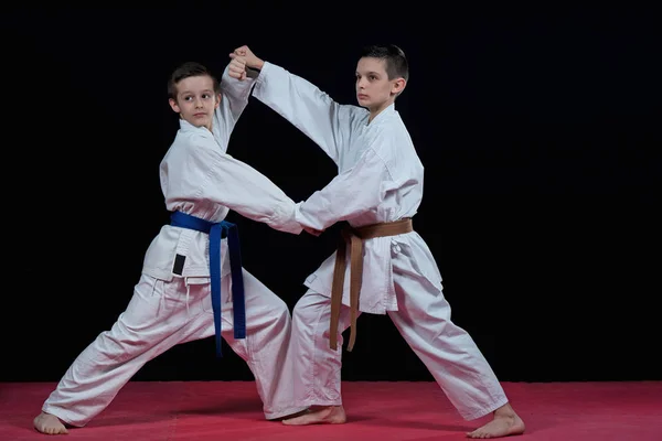 Los Niños Están Entrenando Golpes Karate — Foto de Stock