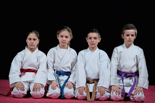 Grupo Crianças Karate Artes Marciais — Fotografia de Stock