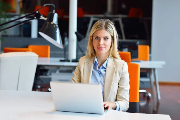 Successful Business Woman Man Working Office — Stock Photo, Image