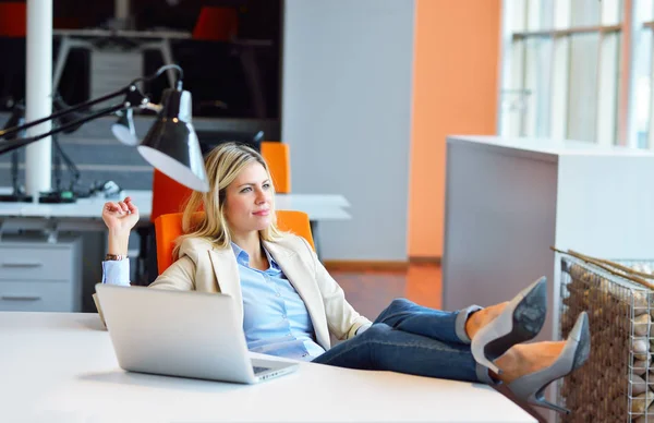 Successful Business Woman Man Working Office — Stock Photo, Image