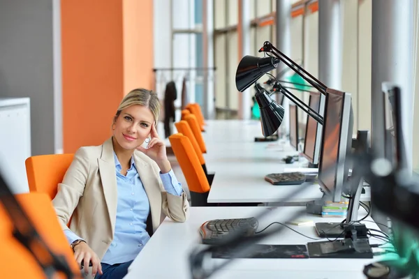 Successful Business Woman Man Working Office — Stock Photo, Image