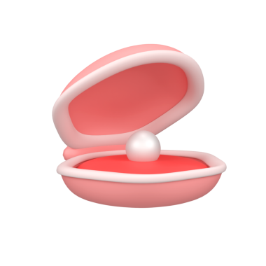 Deniz kabuğunun içinde inciler izole edilmiş 3D görüntü simgesi çizimi